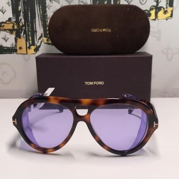 New Authentic Tortoiseshell Sunglasses with Purple Lenses TF882 53y","descriptio - Picture 8 of 13
